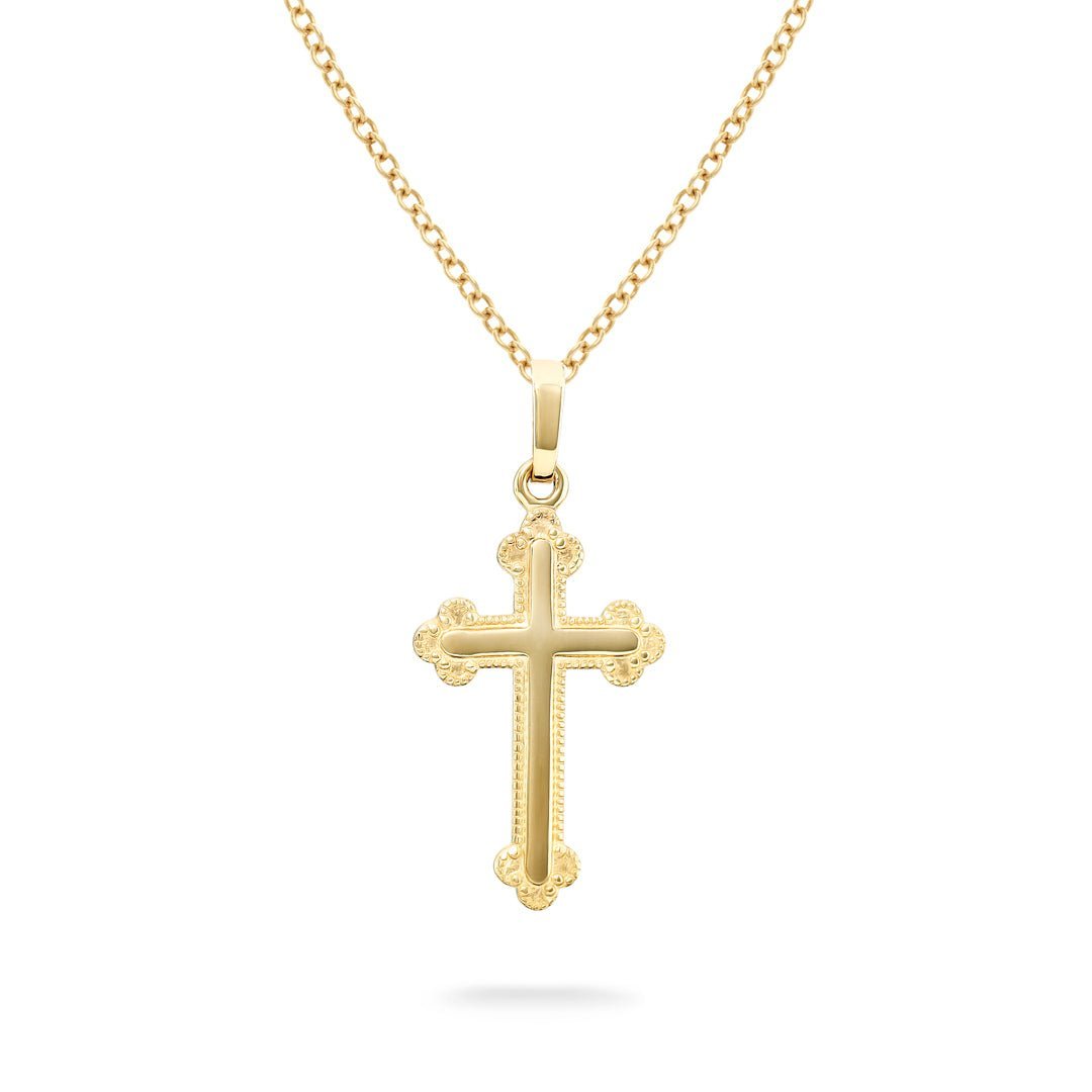 Solid 18ct Yellow Gold Patterned Cross Pendant – Size 29 x 20 mm – S7253 |  KEO Jewellers